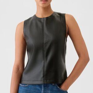 NWT! GAP VEGAN LEATHER SLEEVELESS TOP BROWN SIZE SMALL